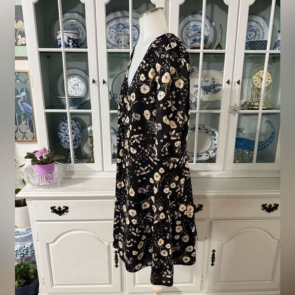 LC Lauren Conrad Black Floral Half Sleeve Dress Size XL - Picture 4 of 8